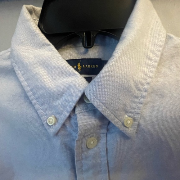 Ralph Lauren Youth Size L Blue Collared Slim Fit Button Down Dress Shirt - Picture 2 of 4